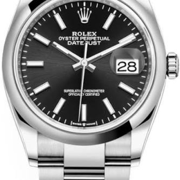 Rolex Datejust Oyster 36mm With Black Dial And Silver Bracelet